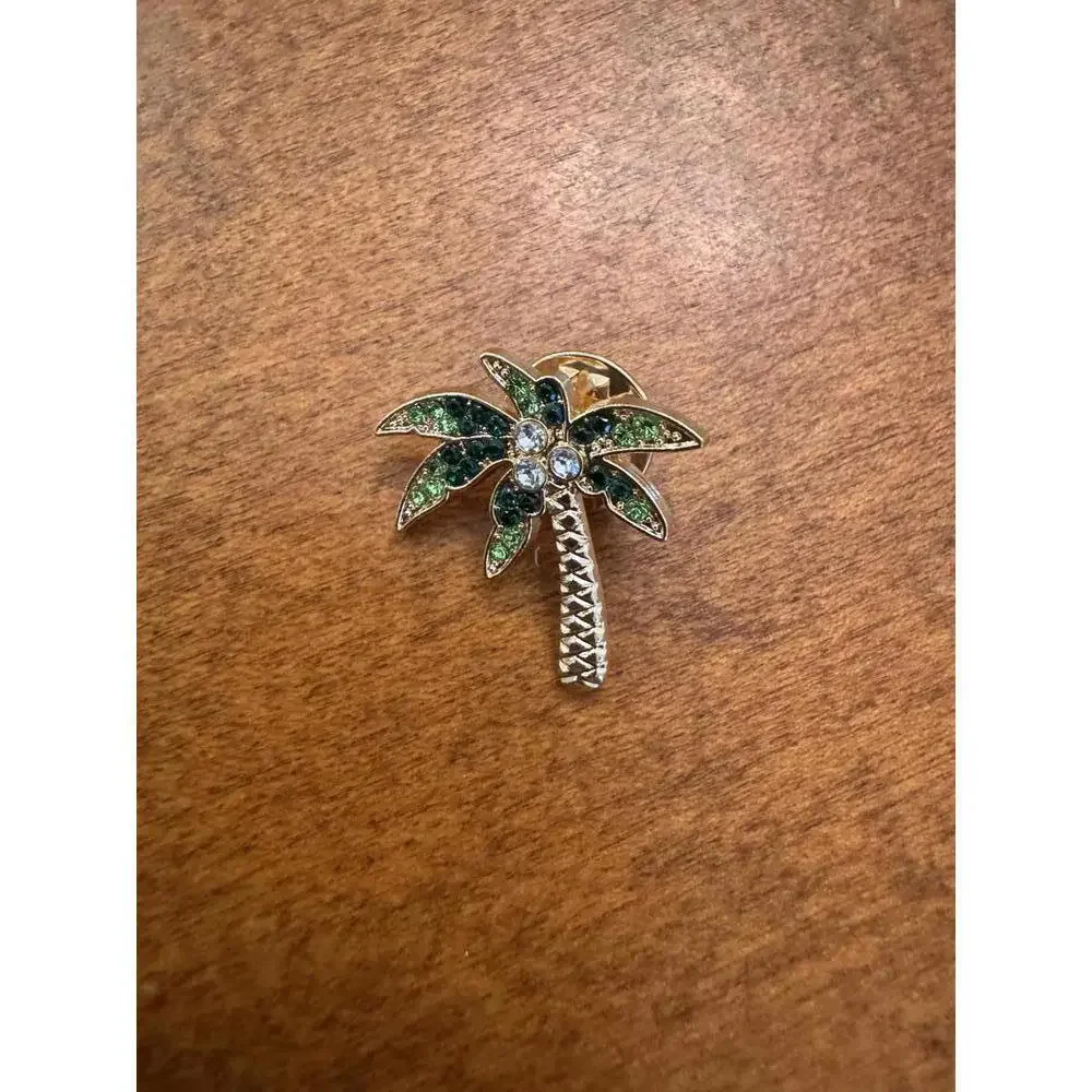 Palm Tree Rhinestone Brooch Pin